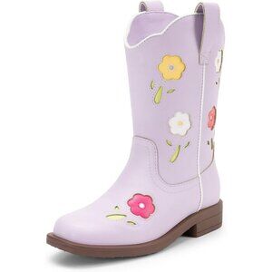 Girls Western Cowboy Boots Mid-Calf Riding Shoes for Kids